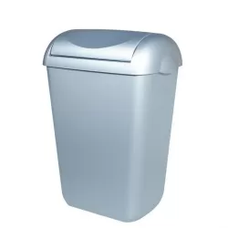 Afvalbak Zilver met Swingdeksel 23L Afvalbak Zilver met Swingdeksel 23L
