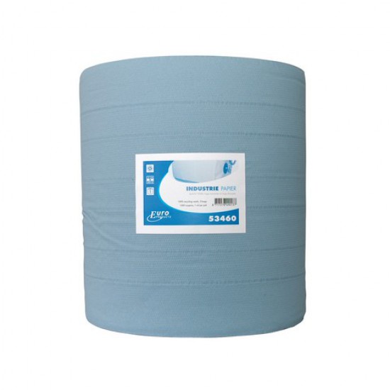 Industriepapier recycled verlijmd blauw 3-lg 400 meter x 37 cm